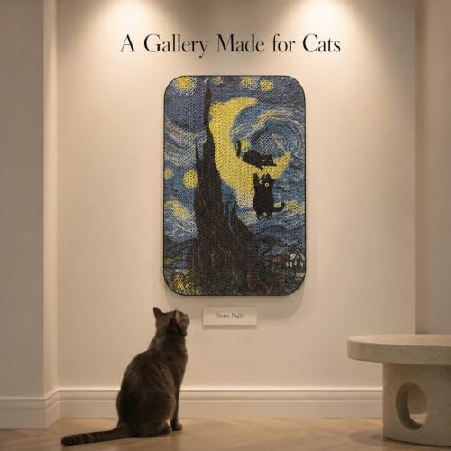 Cat Wall Scratcher, Art Cat Scratching Board for Indoor Cats - color: Starry Night
