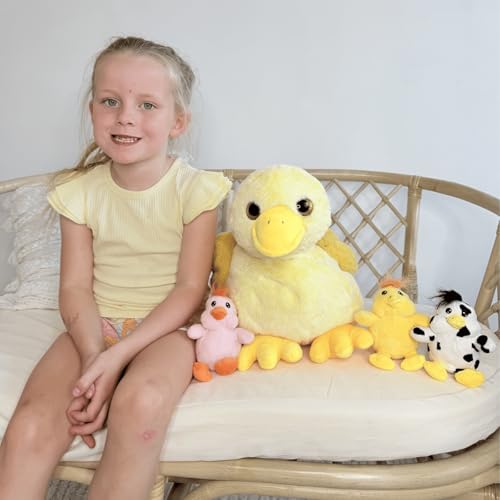 Duck Plush Toy with 3 Babies, 11 Inch Wind Up Stuffed Animal Set - style: Duck Yellow
