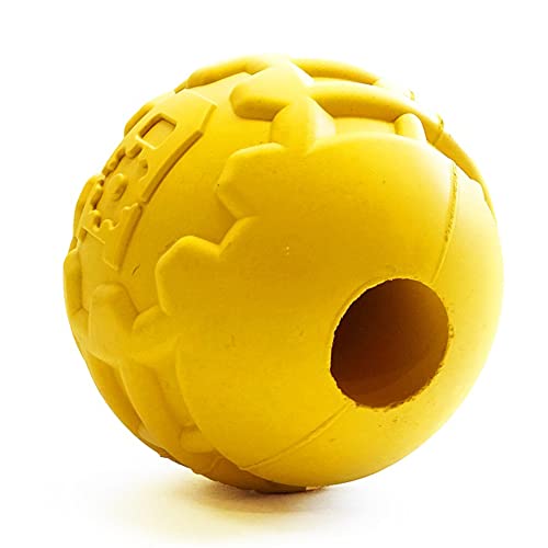 SodaPup Industrial Dog Gear Ball – Durable Ball Toy, Chew Toy, & Treat Dispenser Made in USA from Non-Toxic, Pet-Safe, Food Safe Natural Rubber Material for Bonding, Mental & Physical Exercise, & More - color: Gear Ball Yellow, size: Large