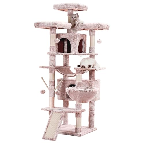 Hey-brother Cat Tree Tower with Stable Multi-Level Padded Perches, MPJ034MU - color: Muchroom
