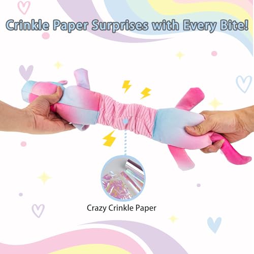 lilfrd Pink Unicorn Squeaky Dog Toy, Crinkle Plush Tug Toy for Dogs - style: Unicorn