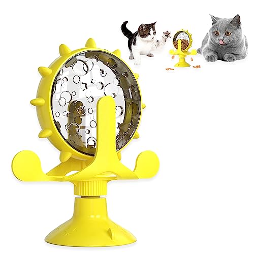 Cat Dog Treat Dispenser Toy - Cat Interactive Feeder (Yellow) - color: Yellow