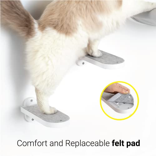 SVD.PET 3-Pack Cat Climbing Stairs with Replaceable Felt Pad, Cat Shelves & Toys for Medium & Large Cats (White) - color: White, size: Climbing Step x 3