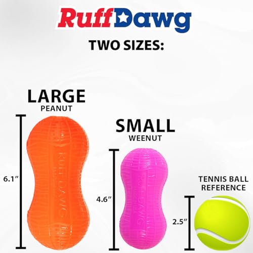 Ruff Dawg Ruff-Flex Weenut Treat-Fillable Dog Toy, SM, Yellow - color: Yellow, size: SM – 4.65"