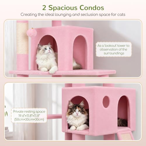 Globlazer F70 Pro Pink Heavy Duty Cat Tree Tower for Indoor Large Cats - color: Pink