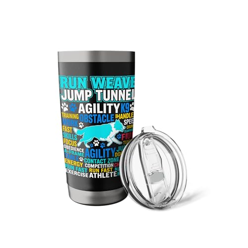 Run Weave Jump Tunnel Dog Agility Stainless Steel Insulated Tumbler - color: Black
