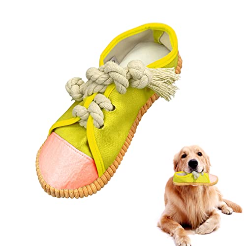 WishLotus Shoes-Shaped Dog Chew Toys, Tear-Resistant Plush Toys for Teeth Grinding & Relieve Boredom - Yellow - color: Yellow