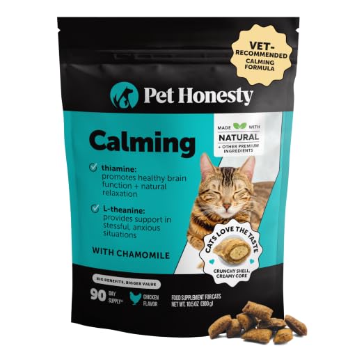 Cat Calming Treats for Anxiety Relief - Dual Texture Crunchy Creamy Calming Chews for Cats - Feline Stress Relief Behavior Support for Travel, Vet Visits, Grooming, Separation Anxiety (90-Day Supply) - size: 90-Day Supply