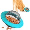 UFO Shape Dog Slow Feeder Toy, Interactive Treat Dispensing Puzzle Bowl for Dogs (Blue) - color: Blue