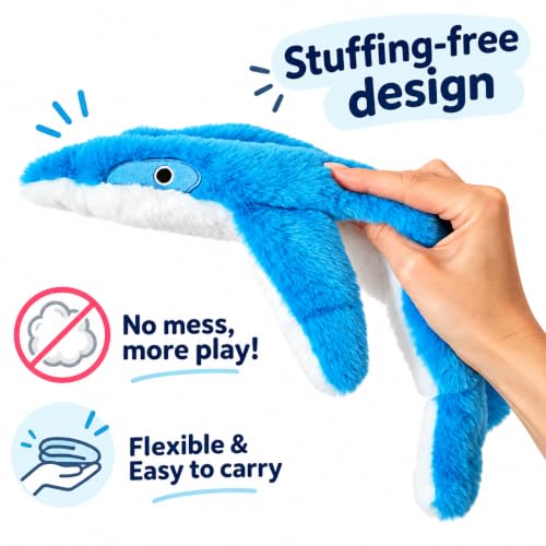No stuffing Squeaky Dog Toy - Crinkle Dog Toy, Soft Plush, Blue, Large - color: Blue