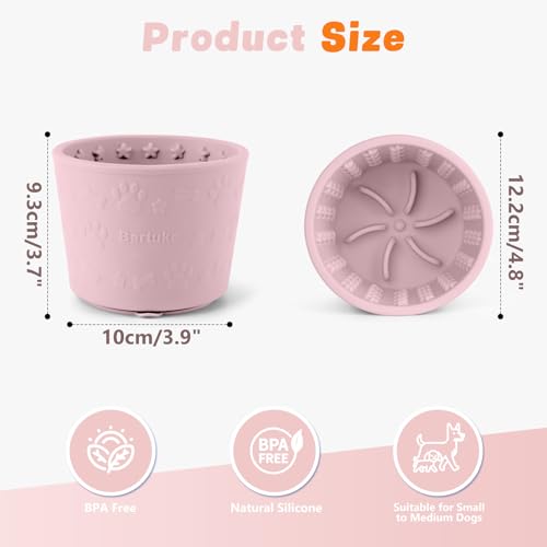 Dog Slow Feeder Lick Bowl, Silicone Dog Bowl with Strong Suction, Pink - color: Pink