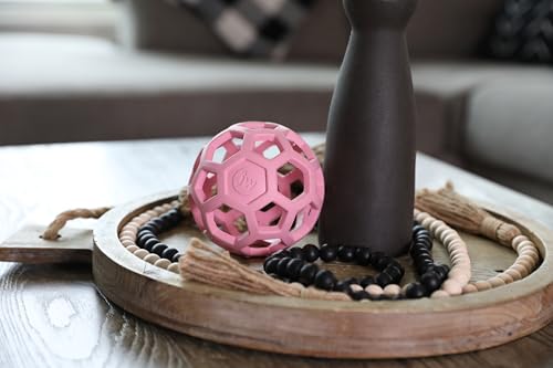 JW Pet HOL-ee Roller Dog Puzzle Ball, Medium 4.5in, Natural Rubber, Pink - color: Pink, size: Medium