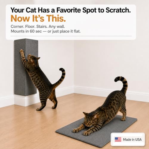 Wall Cat Scratcher & Corner Cat Scratcher – Indoor Scratching Post for Cats – Carpet Scratching Pad – Corner Scratchers for Indoor Cats – Wall Mounted Cat Mat