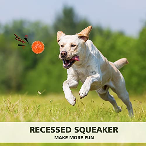 petizer Dog Toy Balls, 3-Pack Squeaky, Floating, Spiky, Interactive Fetch, Chew for Small Medium and Large Dogs, Waterproof, 2.5/3.5in - color: Pink+Red+Yellow, size: 2.5" (Small Dog)