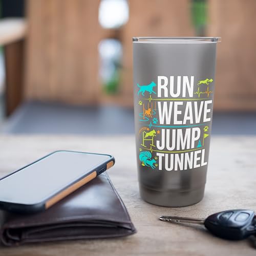 Run Weave Jump Tunnel Dog Agility Stainless Steel Insulated Tumbler - color: Brushed Steel