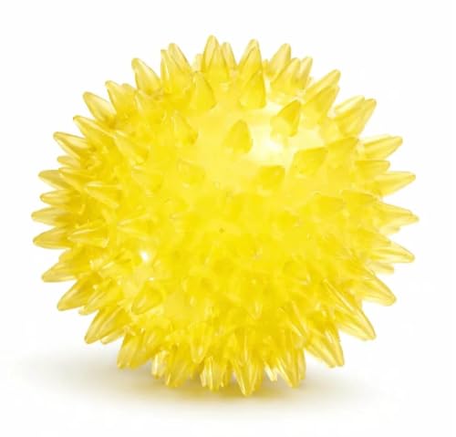 Squeaky Spiky Dog Ball 2.5 Inch for Small Medium Dogs (Color Varies), Teeth Cleaning & Gum Massage, Spiny TPR Rubber Chew Toy for Fetch Play, Interactive Bouncy Dental Ball, Durable BPA Free - size: Color Varies, Ball - 1 Pack