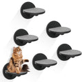 Cat Wall Shelves Furniture Set of 6, Wooden Cat Steps for with Scratching Pad, Sturdy Floating Climber Ladder Stairs, Cats Climbing Wall Systems for Cats Sleep Climb Play - color: black