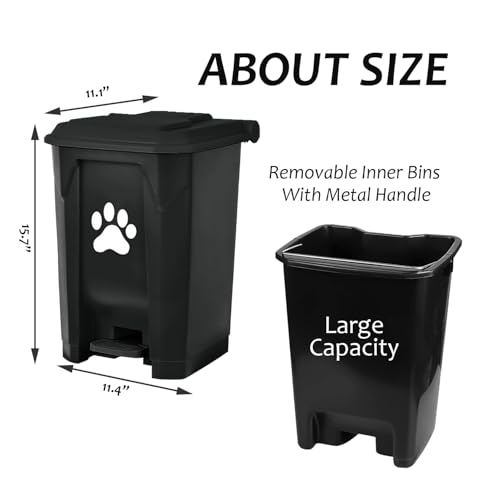 Outdoor Trash Can Dog Poop Bin Dog Waste Trash Can Pet Outside Garbage Can - color: Black with 5rolls Bags