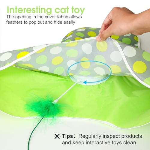 Interactive Cat Toys for Indoor Cats & Kittens - Automatic Hide & Seek Toy with Feather Tail,Squeaky Mouse Sounds, Motion Activated,USB Rechargeable Boredom Relief & Self Play Enrichment Game - color: Green