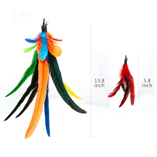 miwoowim 6PCS Cat Wand Toy Refills: 2 Extra-Large & 4 Standard Feathers - color: Cat Wand Toy Refills
