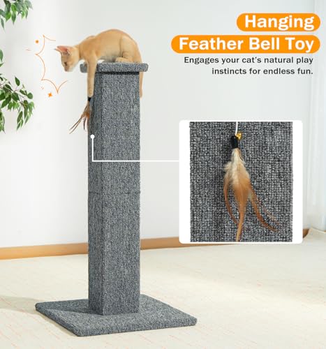 Made4Pets Cat Scratching Post for Indoor Cats, Carpet Cat Scratcher, 32" - color: Grey-Carpet
