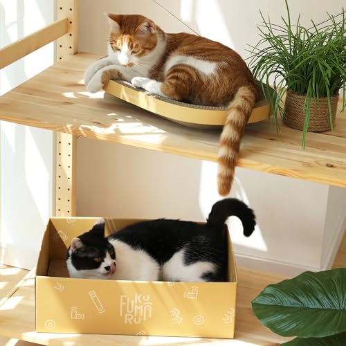 FUKUMARU 3PCS Cardboard Cat Scratcher Bed, Durable Oval Cat Scratch Pads