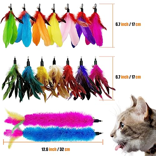 Cat Feather Toys Refill, 16 Pieces Cat Wand Replacement Feathers Toy for Indoor Cats - color: 16PCS Cat Feather Toy Refills