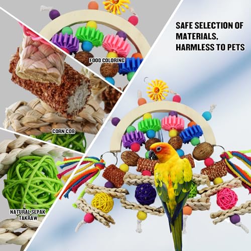 Corn cob and wooden mango combination natural wooden parrot chew toy
