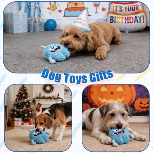 Monster Stuffed Squeaky Dog Toy, Crinkle Dog Plush Toy, Light Blue - color: Light Blue