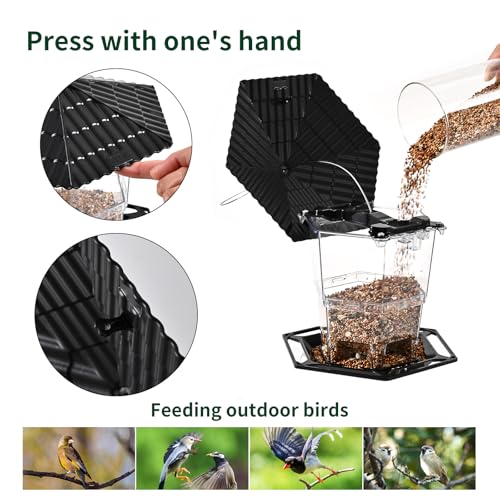 Jealoeur Bird Feeders for Outdoors Hanging Birds Feeder Wild Birds Seed, Black 2 Pack B - color: Black 2 pack
