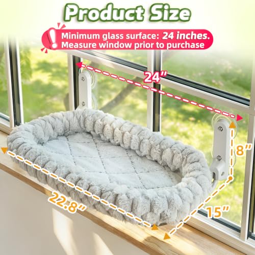 AMOSIJOY Foldable Cat Window Perch with Cloud-Soft Cushion Bed, L Gray - color: Gray Bubble Cushion Bed, size: Large