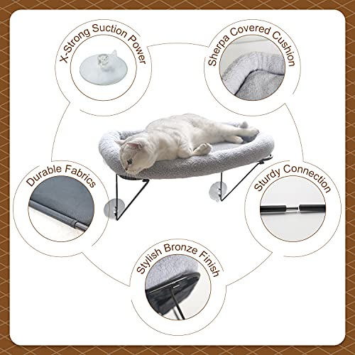 Zakkart Cat Window Perch, 100% Metal Supported from Below (Gray) - color: Gray
