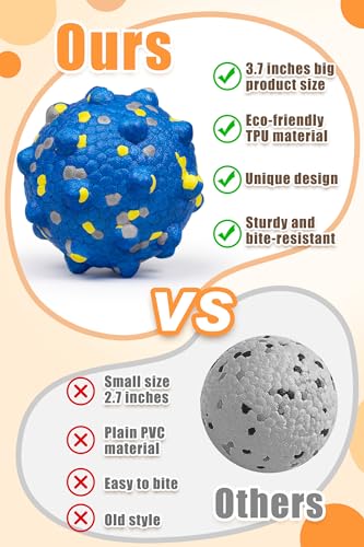 Moonorange 1.96'' Dog Balls for Dogs Aggressive Chewers Indestructible Tennis Durable Bouncy Interactive Dog Toy Balls for Fetch Game Floating Training(Blue Small) - color: Blue-Small