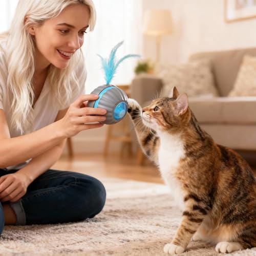 Interactive Cat Toys for Indoor Cats,Automatic Moving Kitten Toys - color: Grey