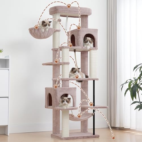 Gitelsnour Cat Tree, Cat Tower with Sturdy Steel Tube, Large Perch GCT024MU - color: Muchroom, size: 70.5 inches