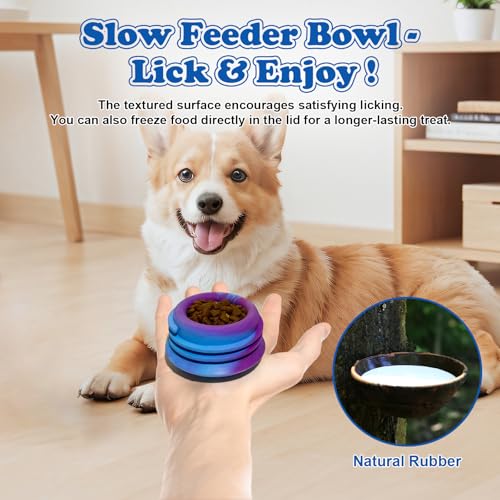 Small Frozen Treat Puzzle Ball, Interactive Fillable Rubber Dog Chew Toy - color: Blue, size: Small