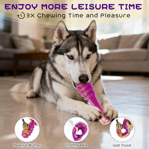 WinTour Dog Chew Toys for Aggressive Chewers, Tough Toys for 30-80lbs Dogs - color: Purple