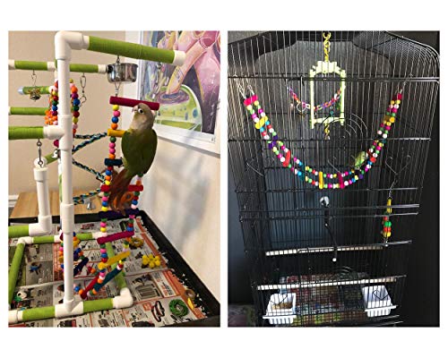 DS. DISTINCTIVE STYLE Bird Ladder Toys Coloured Flexible Parrot Swing Bridge Wooden Cockatiel Cage Hanging Climbing Ladder - size: 27.6 in (12 Steps)