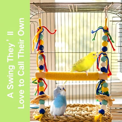 Parakeet Swing Toys Natural Bird Grass Mat,Parrot Swing Perch