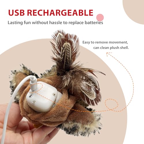 Gigwi Flappy Bird Cat Toy For Indoor Cats, Rechargeable Lifelike Interactive Flapping Bird Cat Toy Tweet, Flapping Wings & Lively Chirping, Automatic Catnip Toys For Cats Kitten, Touch Activated - color: flapping bird