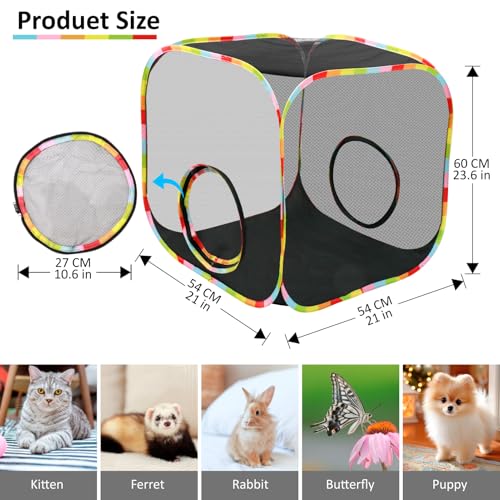 Cat Enclosure, Pop Up Cat Rolling Tent Cube for Outdoor and Indoor - size: cube cat enclosures
