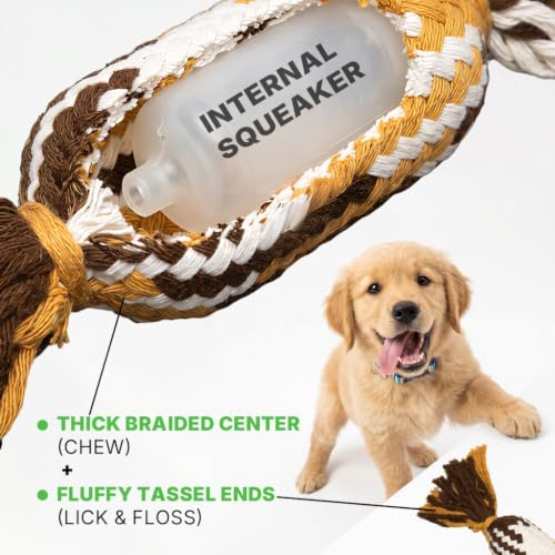 Dog Squeak Toy, Interactive Cotton Dog Rope Toy, Dog Toys to Keep Them Busy - color: Candy Chew