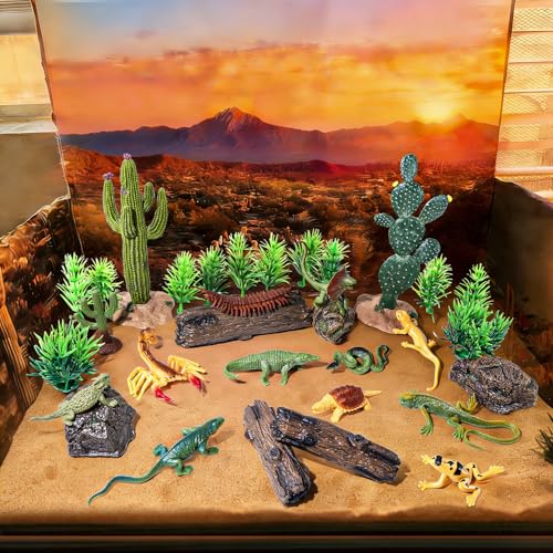 32PCS Desert Animals Figures, Realistic Lizard Reptile Toys for Kid - style: Reptiles