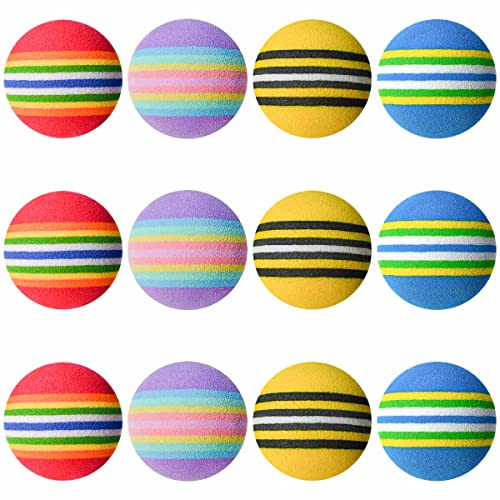 12 Pack Foam Cat Soccer Balls - Soft, Quiet, Interactive Toys for Kitten, Dog, Puppy - Indoor Activity Play, Chase, Training, Chewing