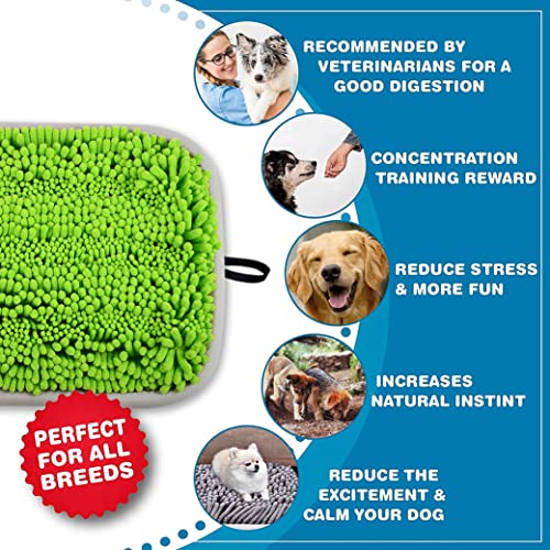 Snuffle Mat for Dogs, 17" x 21" Dog Snuffle Mat Interactive Feed Game for Boredom, Encourages Natural Foraging Skills and Stress Relief, Easy to Fill Machine Washable (NEW-Green)
