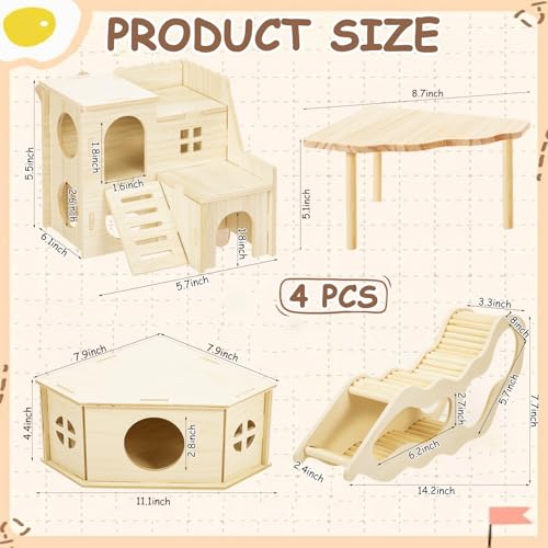 Breezehug 4 Pcs Hamster Cage Accessories Hamster Platform Toy, Spy Villa - style: Spy Villa
