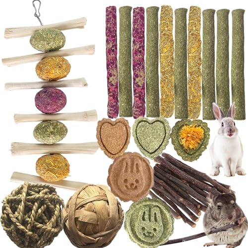 28 PCS Natural Chew Toys for Small Animals Teeth Grinding - color: 28 PCS
