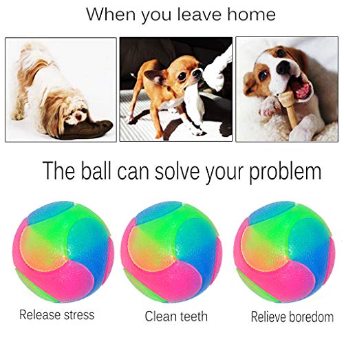 4 pcs Light Up Dog Balls Flashing Elastic Ball Glow in The Dark Interactive Pet Toys for Puppy, Cats, Dogs - color: 4 pcs smooth balls