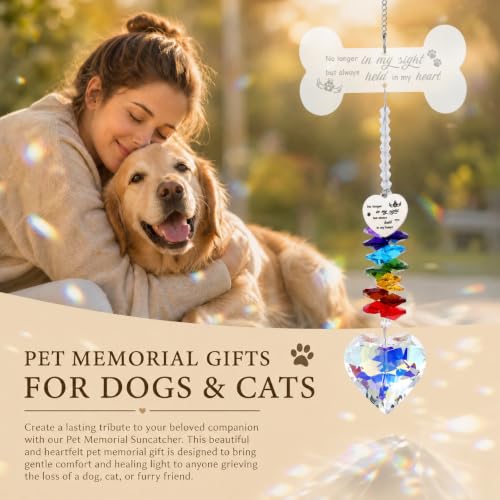 Dog Memorial Gifts for Loss of Dog, Pet Memorial Suncatchers - color: Clear Bone Engraving