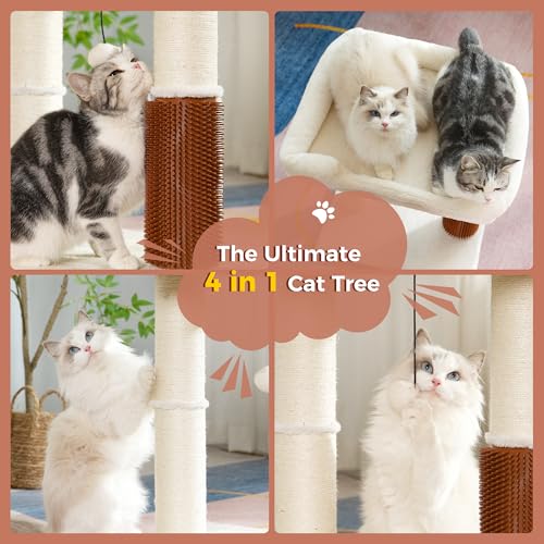 Cat Tree Tower for Large Cats Cat Scratching Post with Bed 20x16“ - color: Beige, size: Large